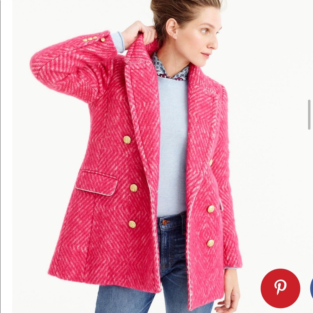 J.Crew Diamond Pink Tweed Coat- size 4